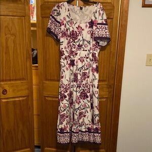 SHEIN Purple Pink short Sleeve Maxi Sundress